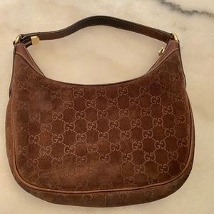 Vintage Gucci GG Suede Charmy Hobo Bag